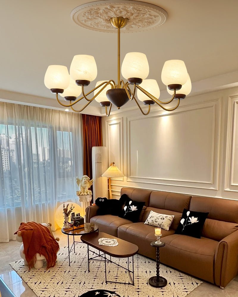 Sytheiel Premium	Elegance Wood Glass Chandelier