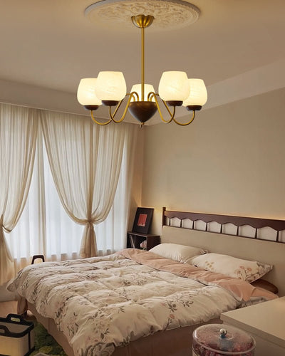 Sytheiel Premium	Elegance Wood Glass Chandelier