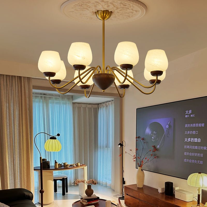 Sytheiel Premium	Elegance Wood Glass Chandelier