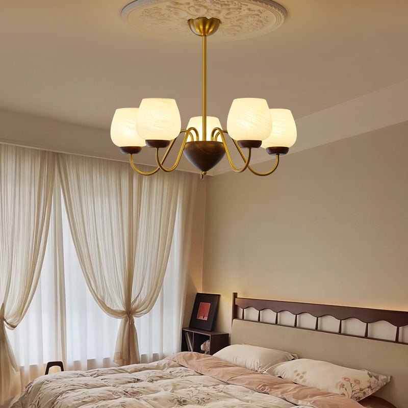 Sytheiel Premium	Elegance Wood Glass Chandelier