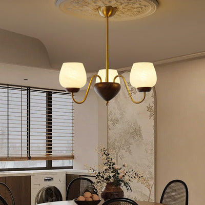 Sytheiel Premium	Elegance Wood Glass Chandelier