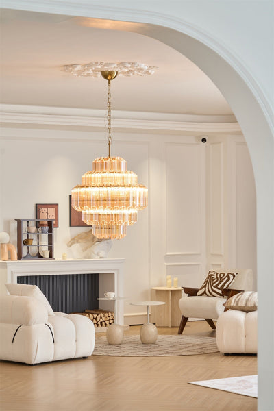 Liorerira Chandelier Aurum Cascade Murano Glass Prism Art