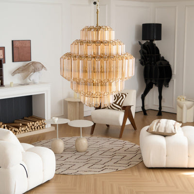 Liorerira Chandelier Aurum Cascade Murano Glass Prism Art
