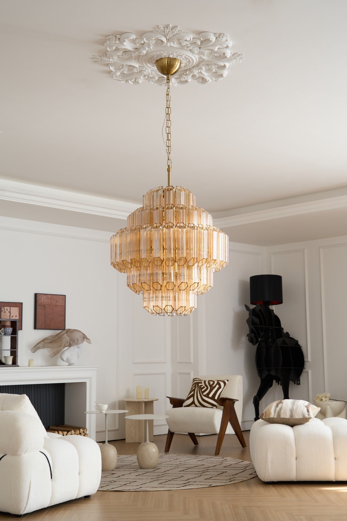 Liorerira Chandelier Aurum Cascade Murano Glass Prism Art