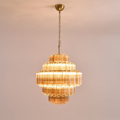 Liorerira Chandelier Aurum Cascade Murano Glass Prism Art