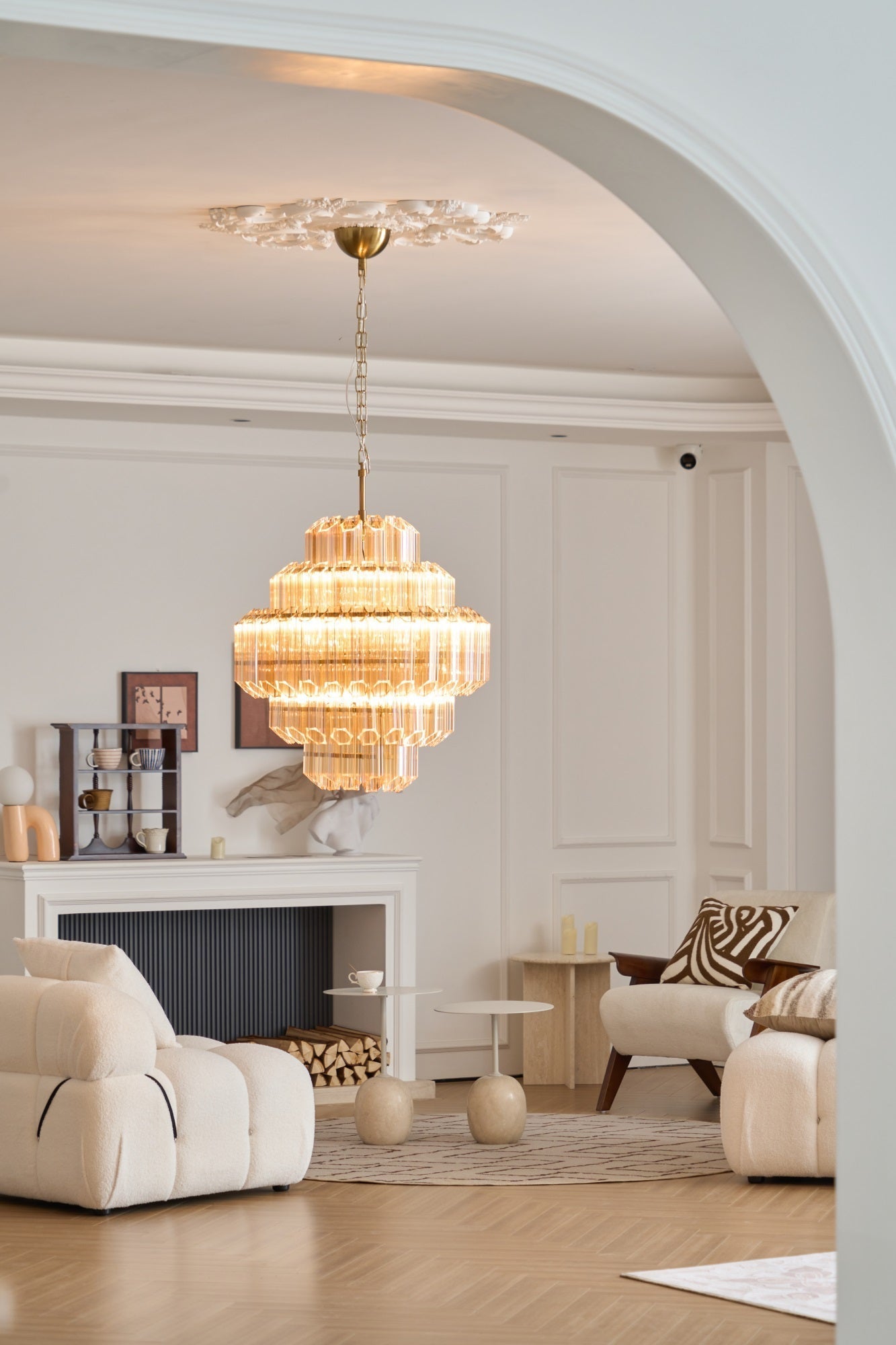 Liorerira Chandelier Aurum Cascade Murano Glass Prism Art
