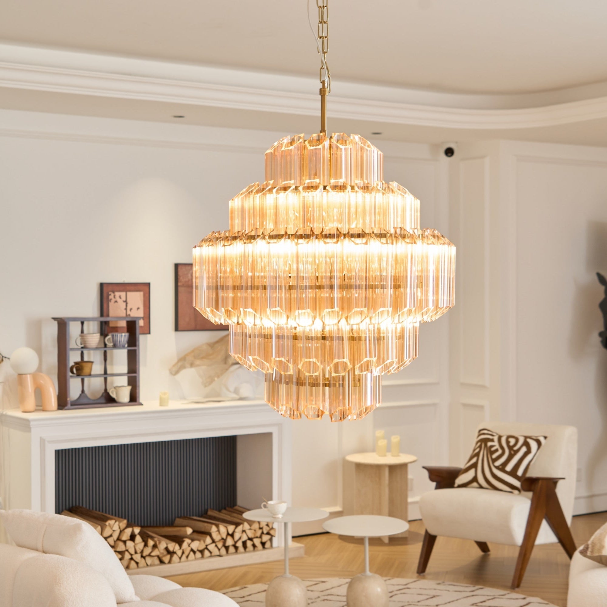 Liorerira Chandelier Aurum Cascade Murano Glass Prism Art