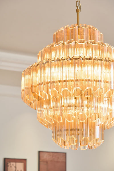 Liorerira Chandelier Aurum Cascade Murano Glass Prism Art