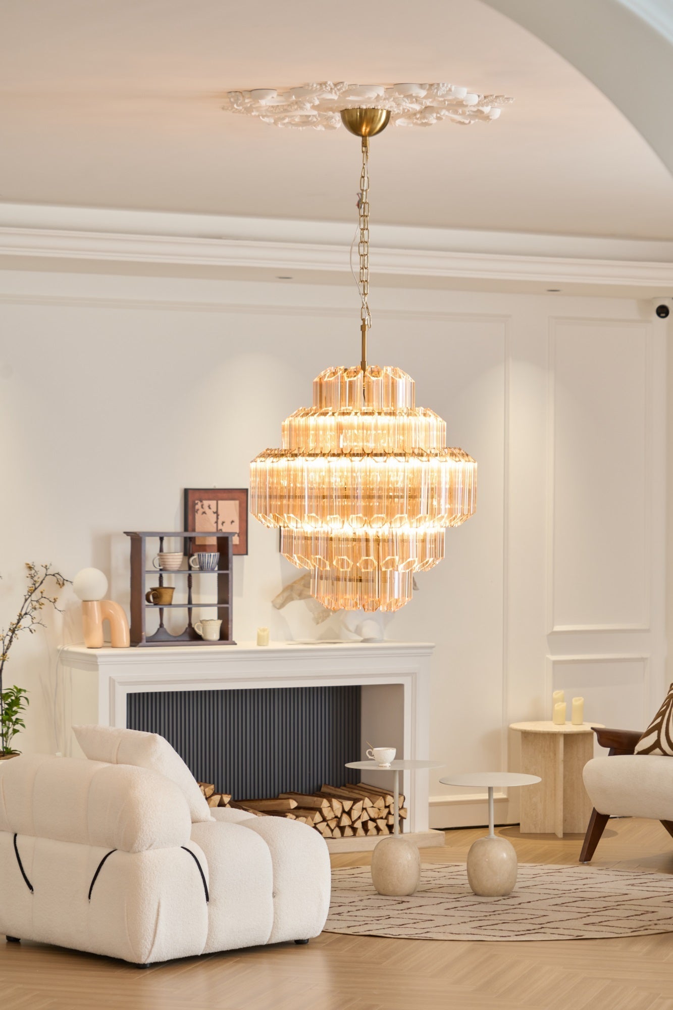 Liorerira Chandelier Aurum Cascade Murano Glass Prism Art