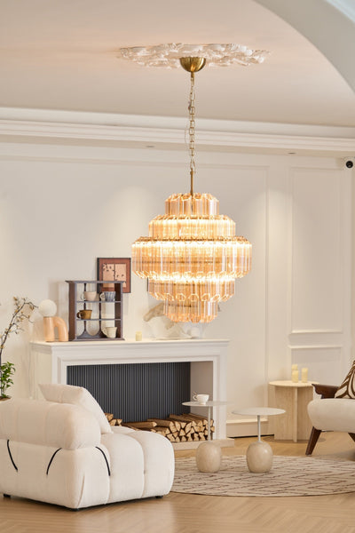 Liorerira Chandelier Aurum Cascade Murano Glass Prism Art