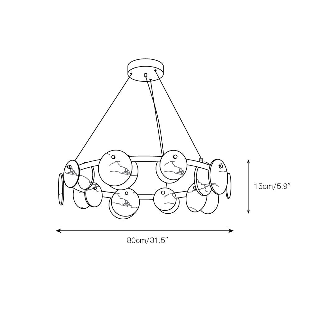 Ostruvys Postmodern Luxury Brass Alabaster Chandelier