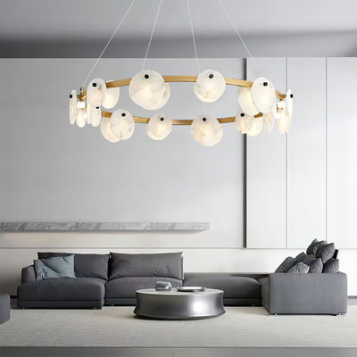 Ostruvys Postmodern Luxury Brass Alabaster Chandelier