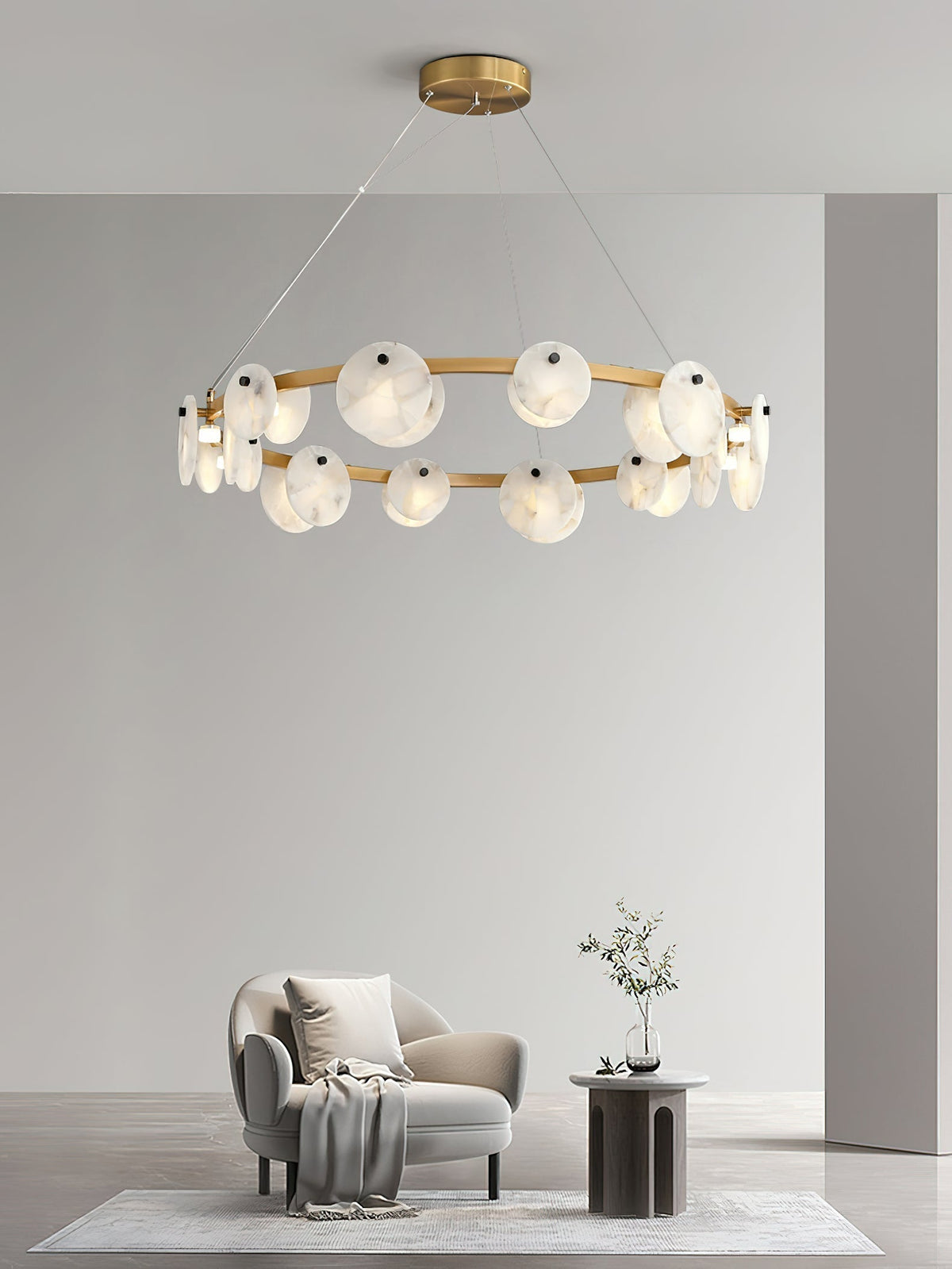 Ostruvys Postmodern Luxury Brass Alabaster Chandelier