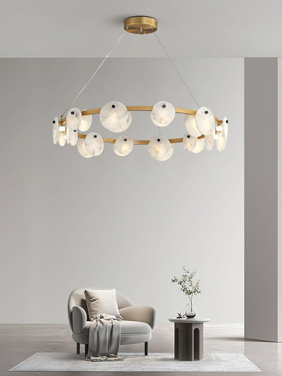 Ostruvys Postmodern Luxury Brass Alabaster Chandelier