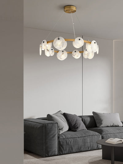 Ostruvys Postmodern Luxury Brass Alabaster Chandelier