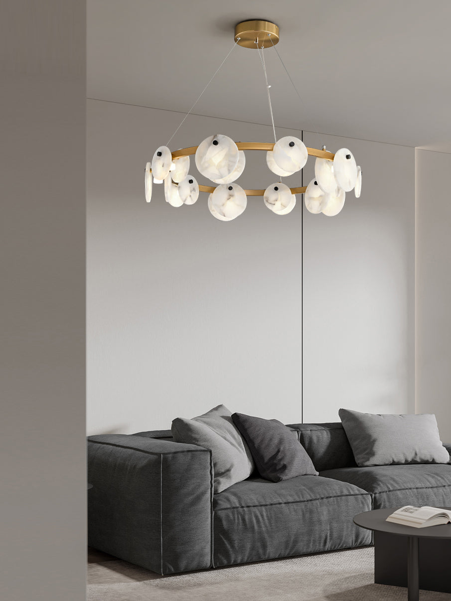 Ostruvys Postmodern Luxury Brass Alabaster Chandelier