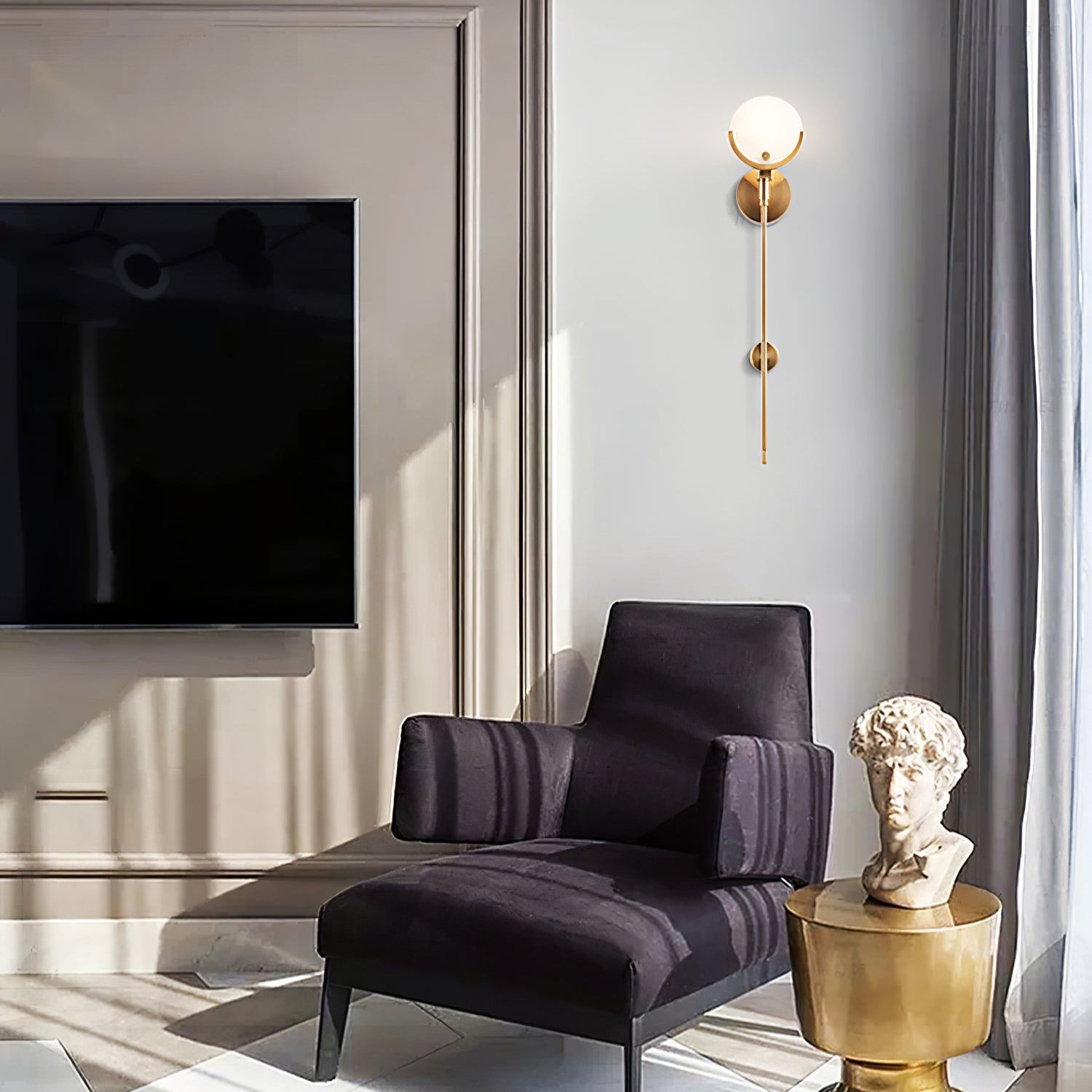 Kristy Brass Sconce  Alabaster