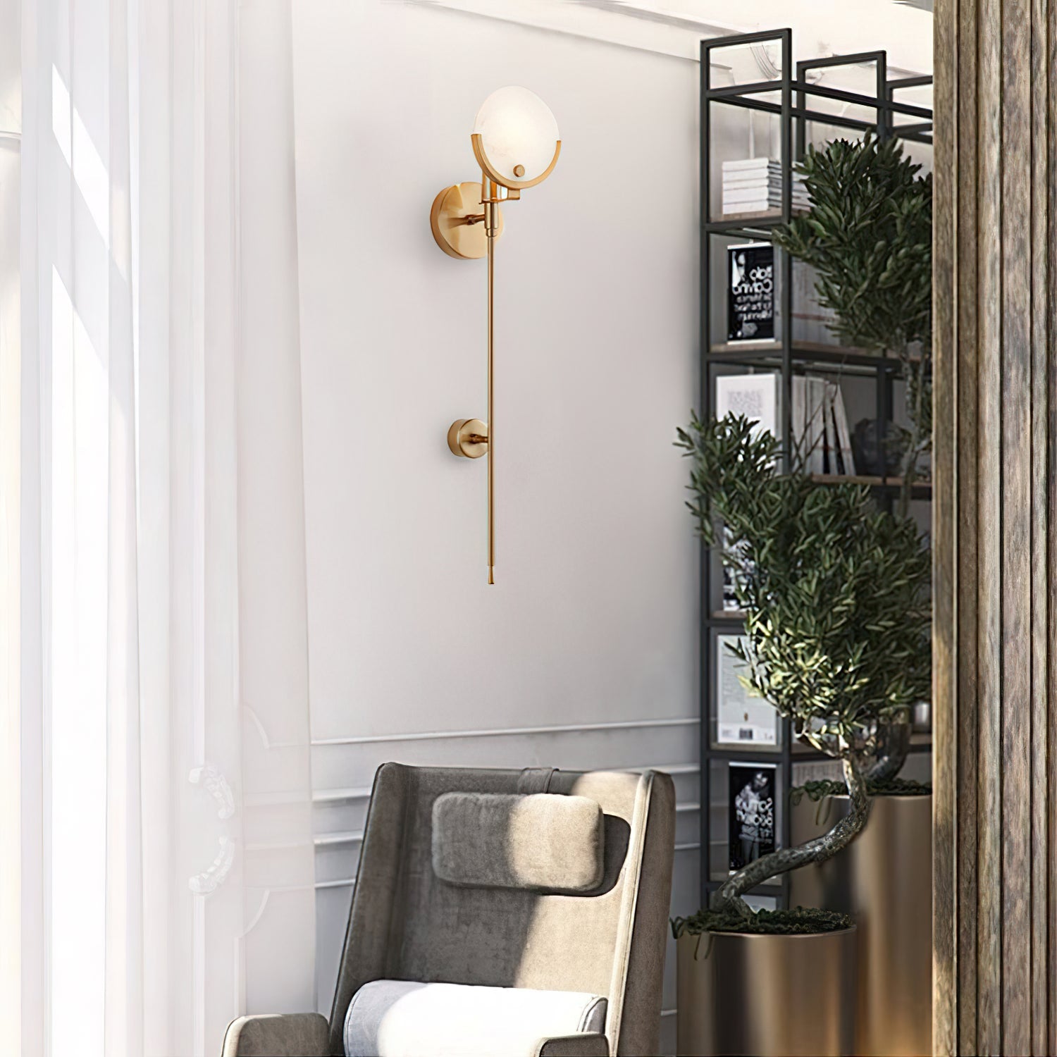 Lumibrook Cradle Alabaster Globe Indoor Wall Light