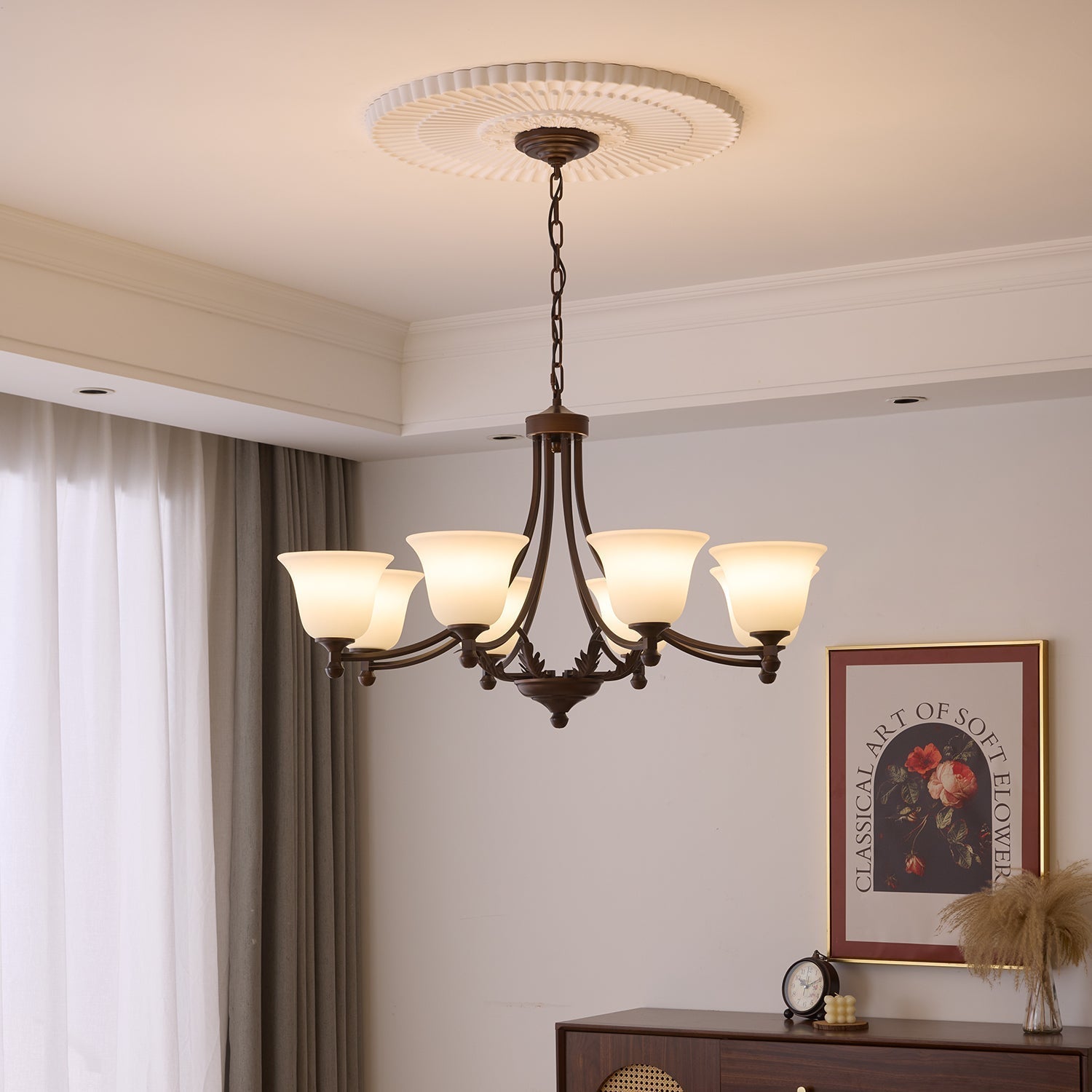 Elorira Traditional Elegance Bloom Glass Chandelier