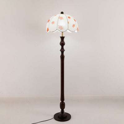 Mapler Wood Fabric Elegant Floor Lamp