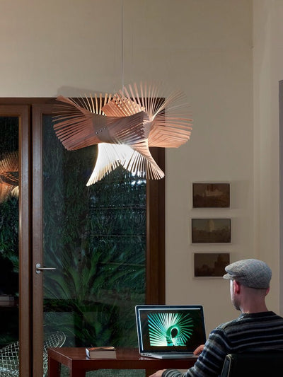 Avian Flair Wooden Pendant Lamp
