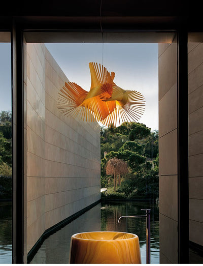 Avian Flair Wooden Pendant Lamp