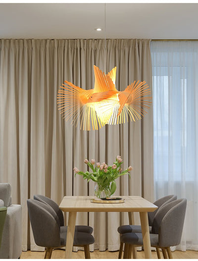 Avian Flair Wooden Pendant Lamp