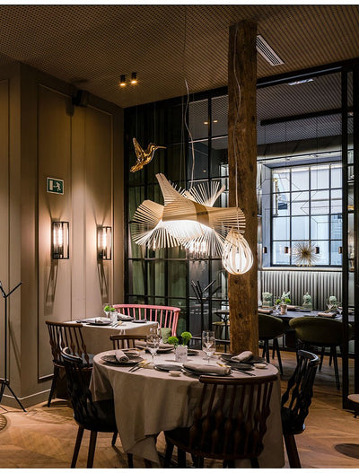 Avian Flair Wooden Pendant Lamp