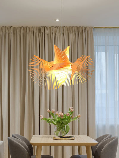 Avian Flair Wooden Pendant Lamp