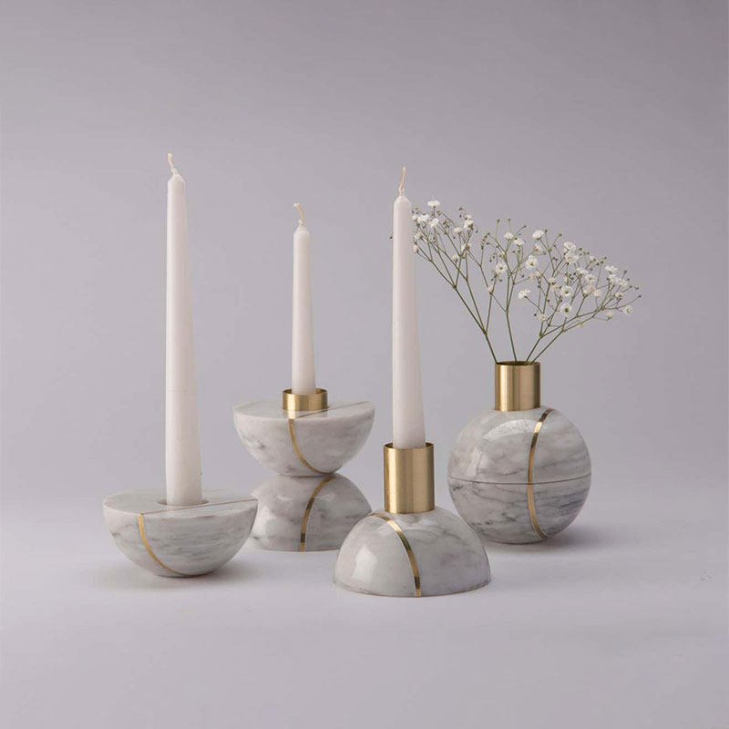 Axis Sphere Marble Candle Holder