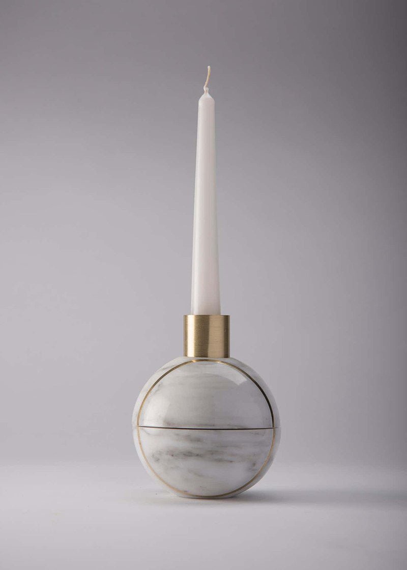 Axis Sphere Marble Candle Holder