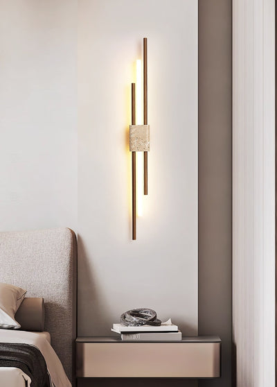 Eden Terra   Travertine  Wood  Walnut Wall Light