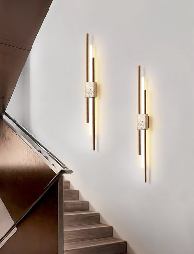 Eden Terra   Travertine  Wood  Walnut Wall Light