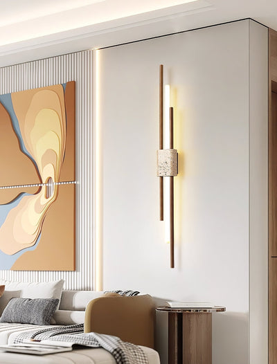 Eden Terra   Travertine  Wood  Walnut Wall Light