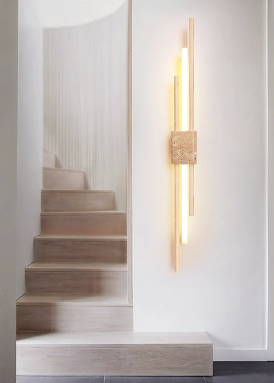Eden Terra   Travertine  Wood  Walnut Wall Light