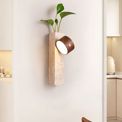 Dalvor Rectangular-Block Travertine Wall Light
