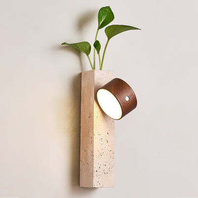 Dalvor Rectangular-Block Travertine Wall Light