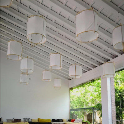 Arioelia Pendant Lamp Bamboo Shade for Living Room