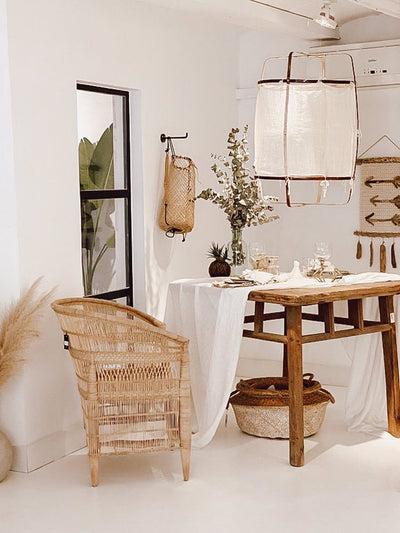 Arioelia Pendant Lamp Bamboo Shade for Living Room