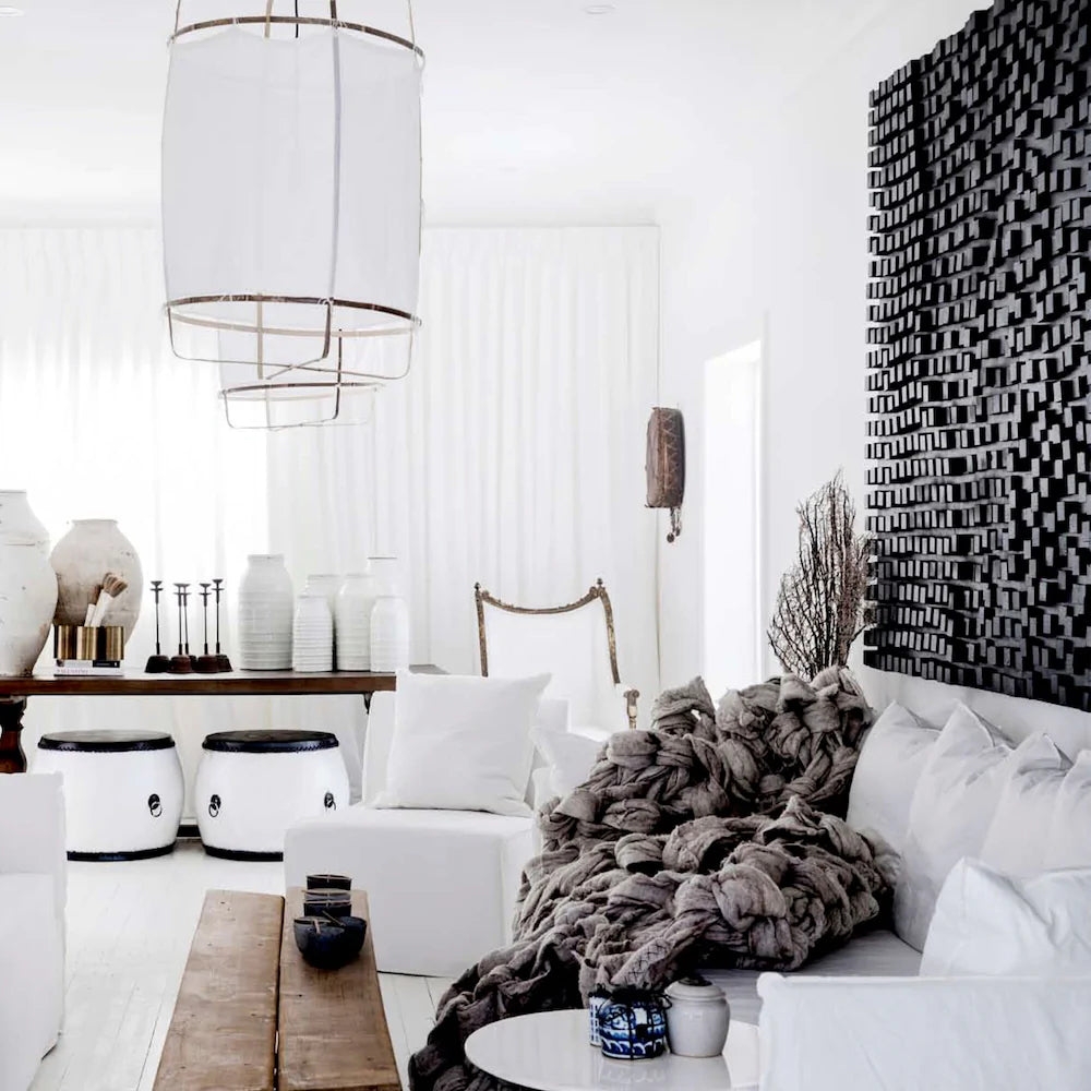 Arioelia Pendant Lamp Bamboo Shade for Living Room