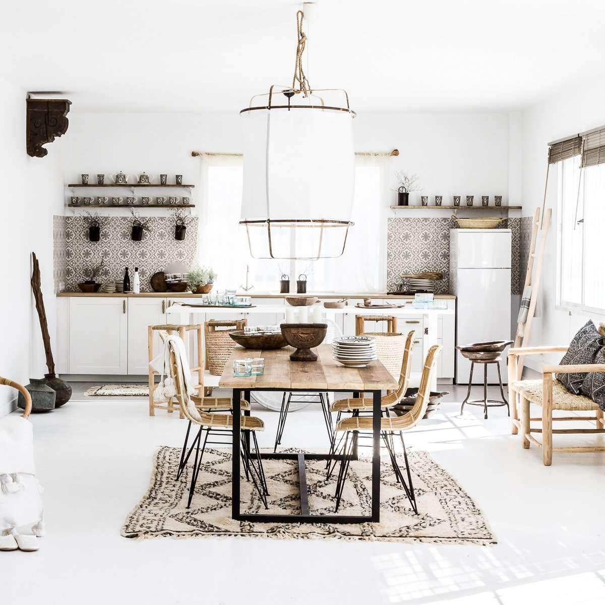 Arioelia Pendant Lamp Bamboo Shade for Living Room