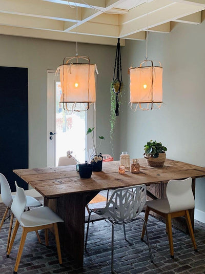 Arioelia Pendant Lamp Bamboo Shade for Living Room