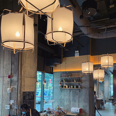 Arioelia Pendant Lamp Bamboo Shade for Living Room