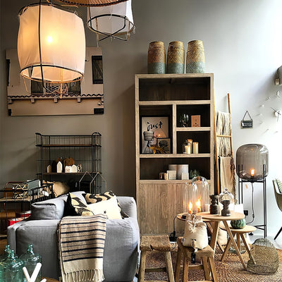 Arioelia Pendant Lamp Bamboo Shade for Living Room