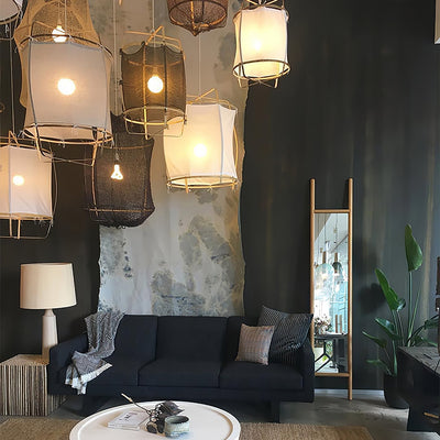 Arioelia Pendant Lamp Bamboo Shade for Living Room