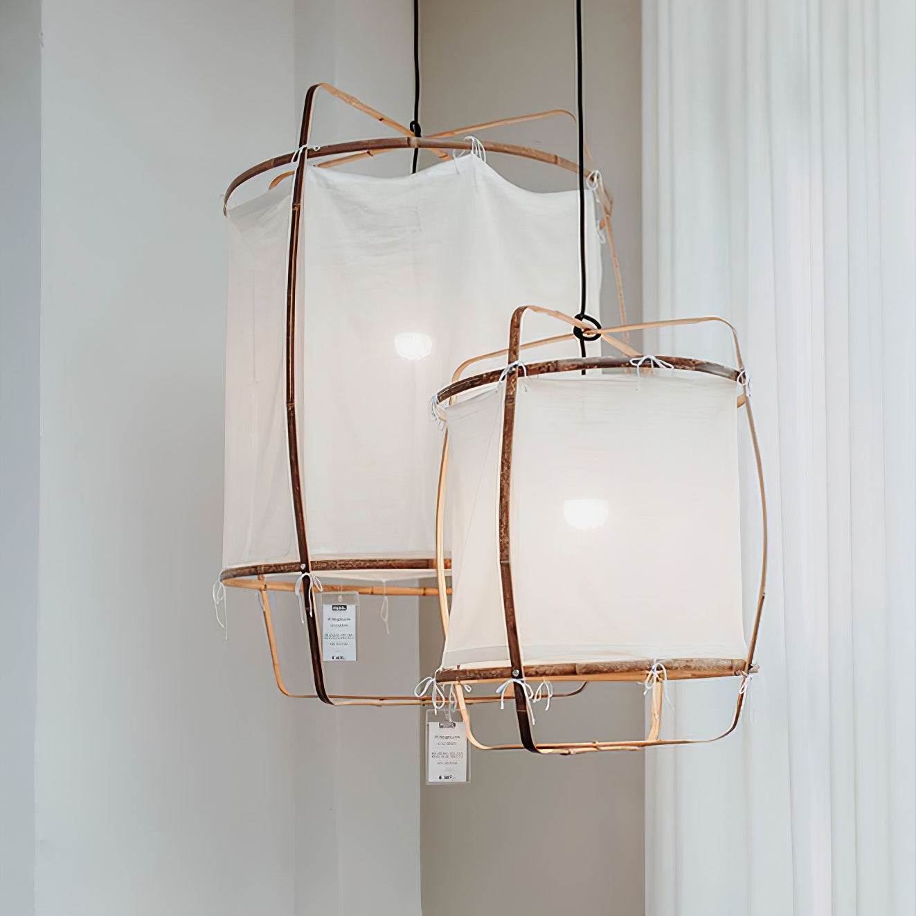 Arioelia Pendant Lamp Bamboo Shade for Living Room