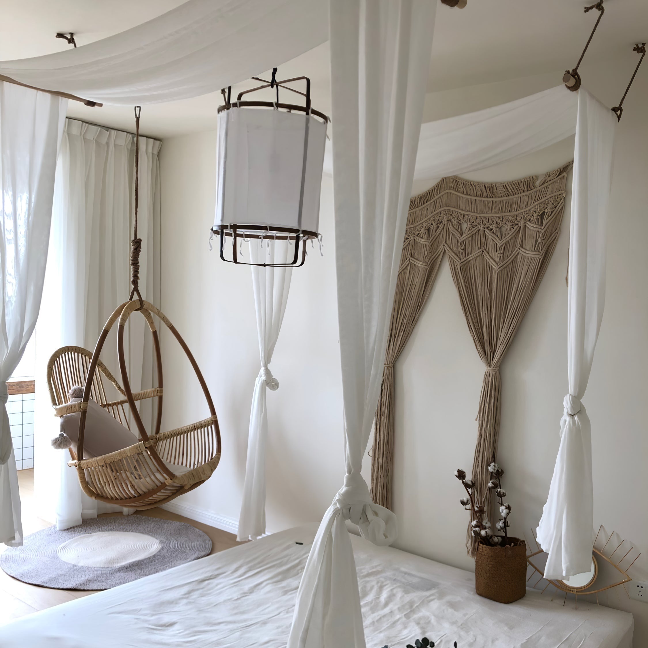 Arioelia Pendant Lamp Bamboo Shade for Living Room