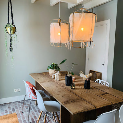 Arioelia Pendant Lamp Bamboo Shade for Living Room