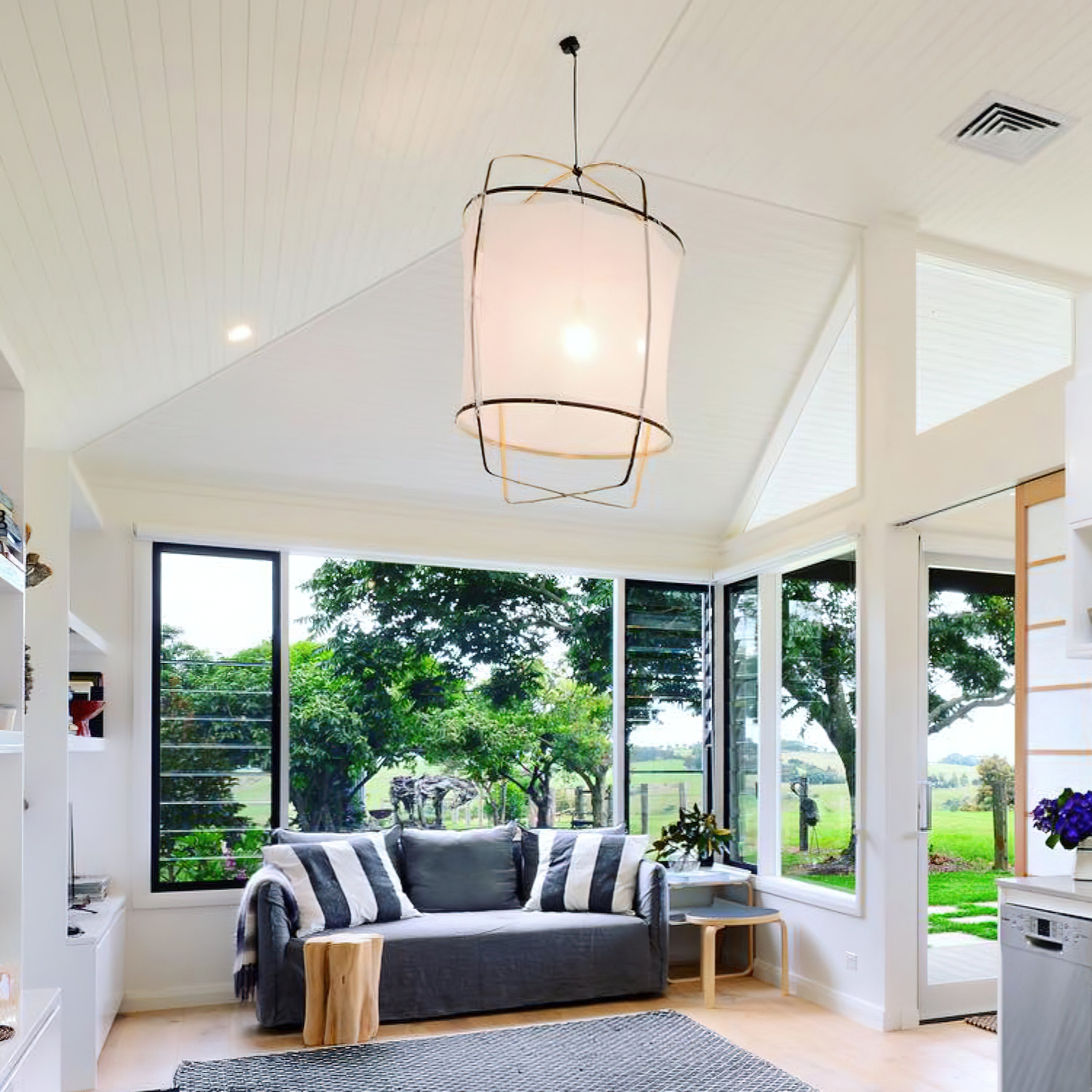 Arioelia Pendant Lamp Bamboo Shade for Living Room