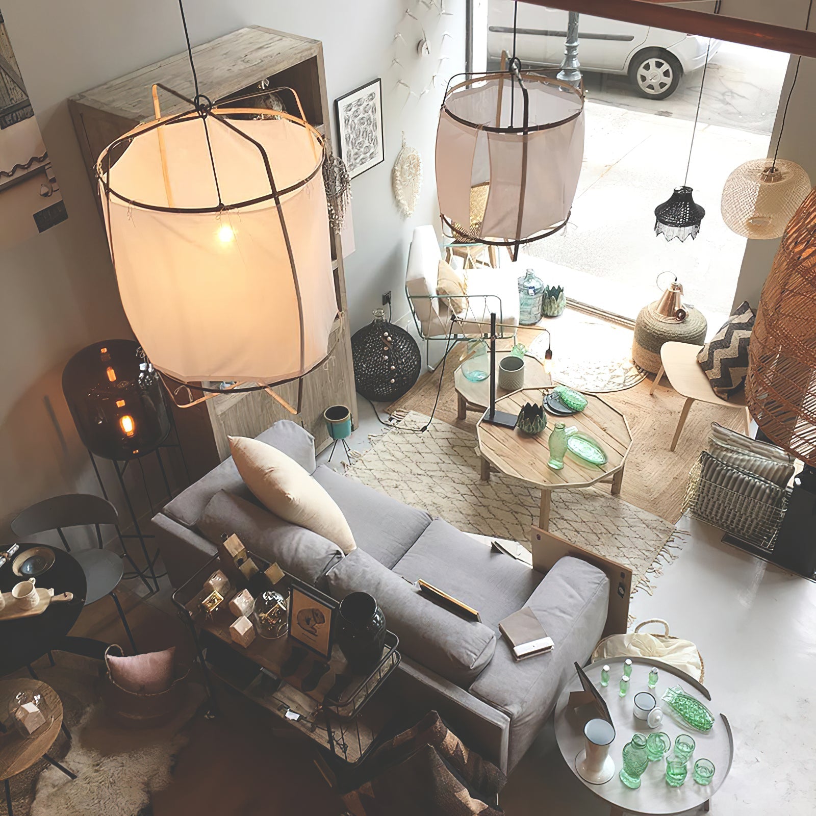 Arioelia Pendant Lamp Bamboo Shade for Living Room